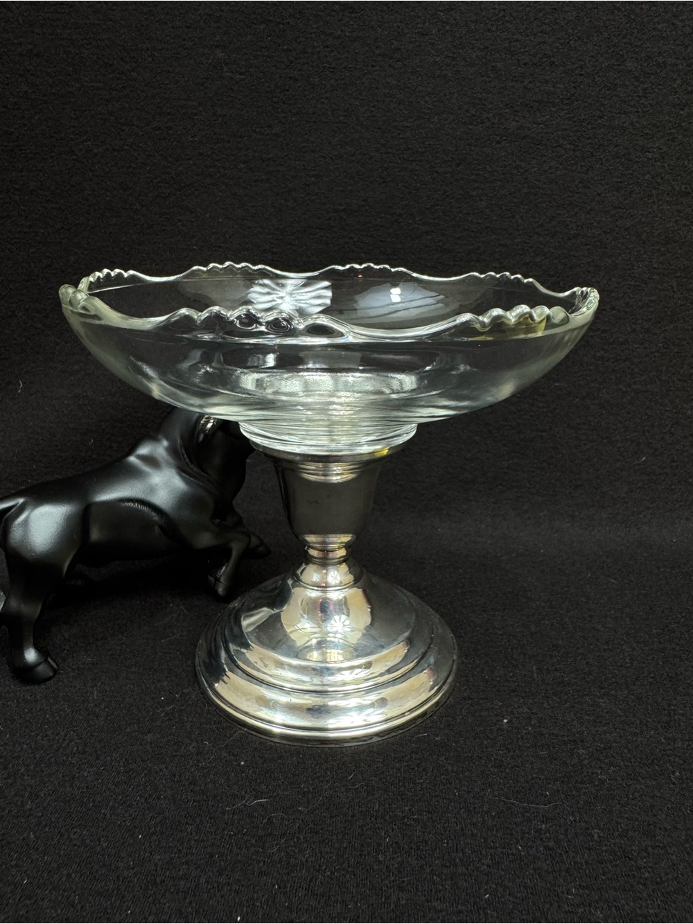 Glass Compote Pedestal Bowl - Clear and Silver